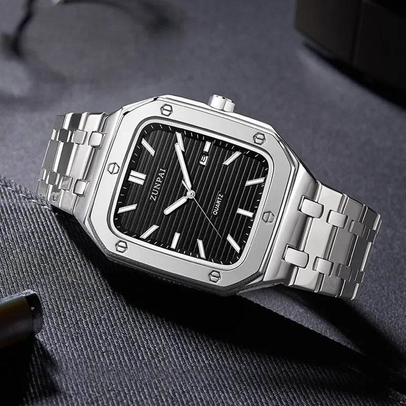 Stilvolle Herren-Quadrat-Uhr aus Edelstahl – Bild 6 | LuxeStyle
