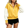Color-Block Kapuzen-Sweatshirt mit halbem Reissverschluss