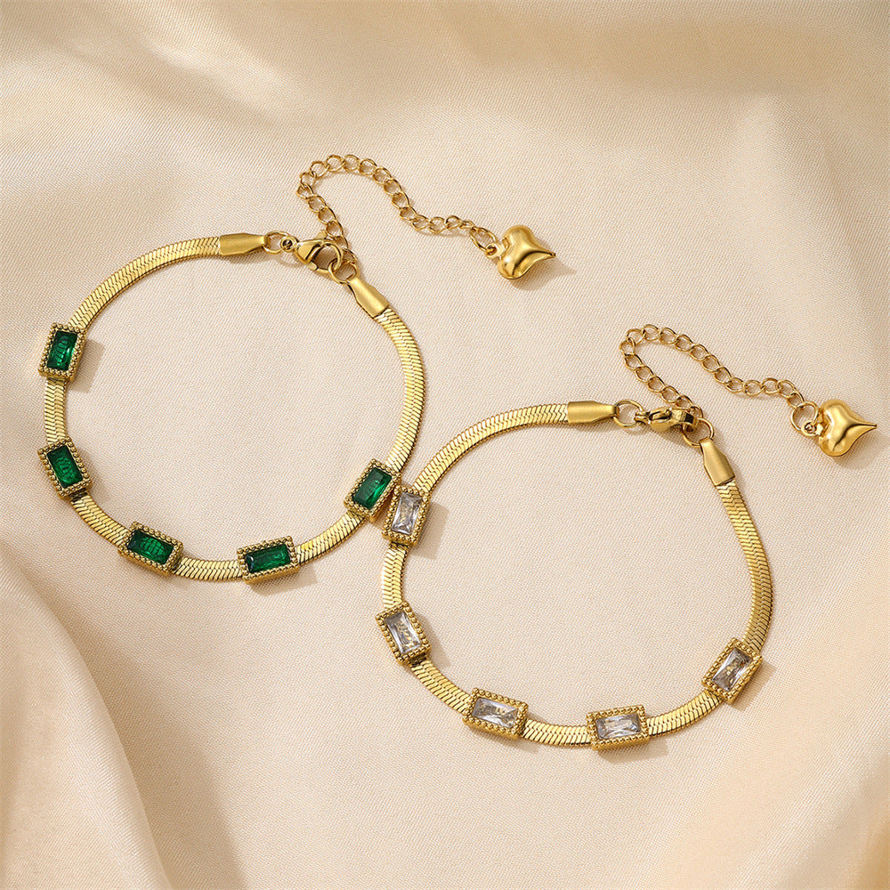 Zirkon-Kettenarmband aus Edelstahl | LuxeStyle