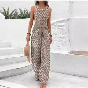 Eleganter bedruckter Jumpsuit mit Schnürung