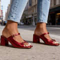 Chunky-Heel Sandalette mit Farbblock