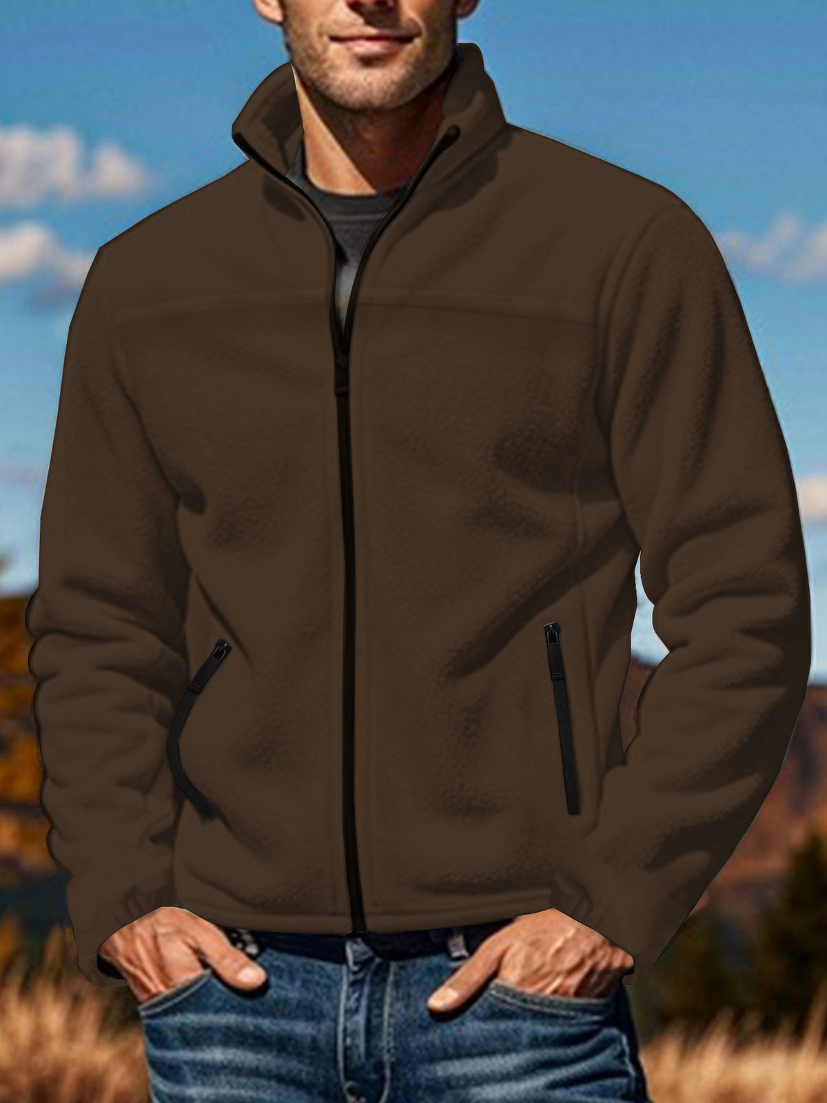 Outdoor-Fleecejacke mit Stehkragen – Bild 8 | LuxeStyle