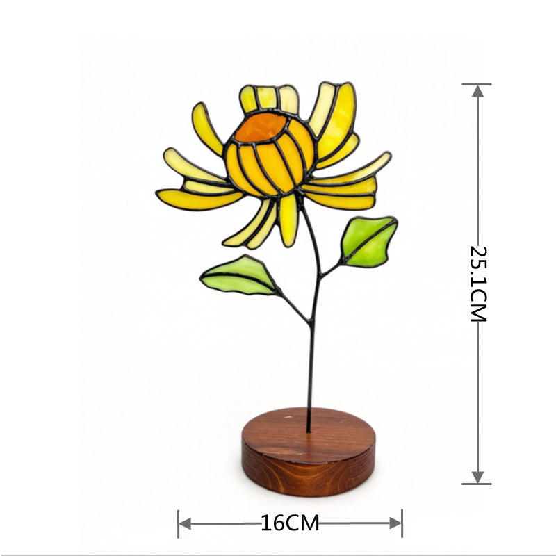 Blumendekoration aus Buntglas