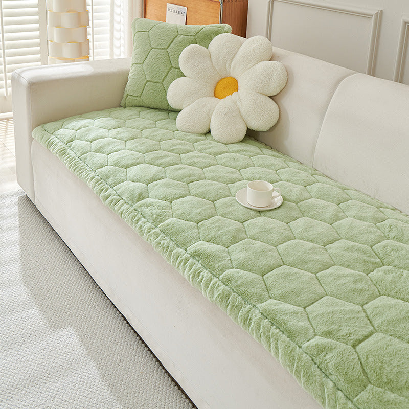 Sofaüberwurf aus Nerzvelours mit Monstera-Muster