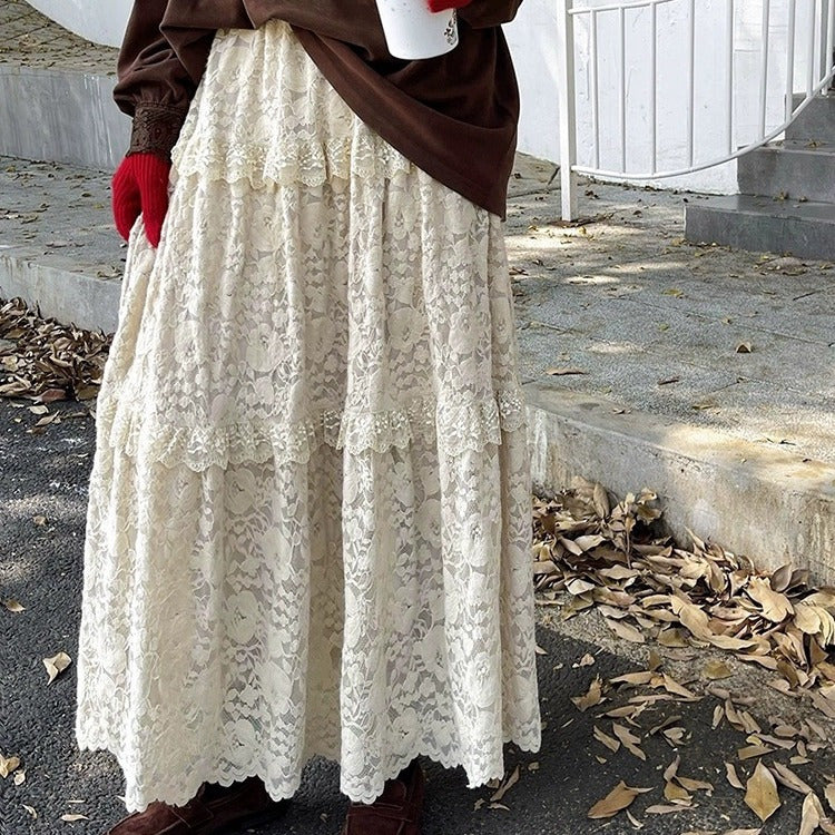 High-Waist Minirock mit Spitze