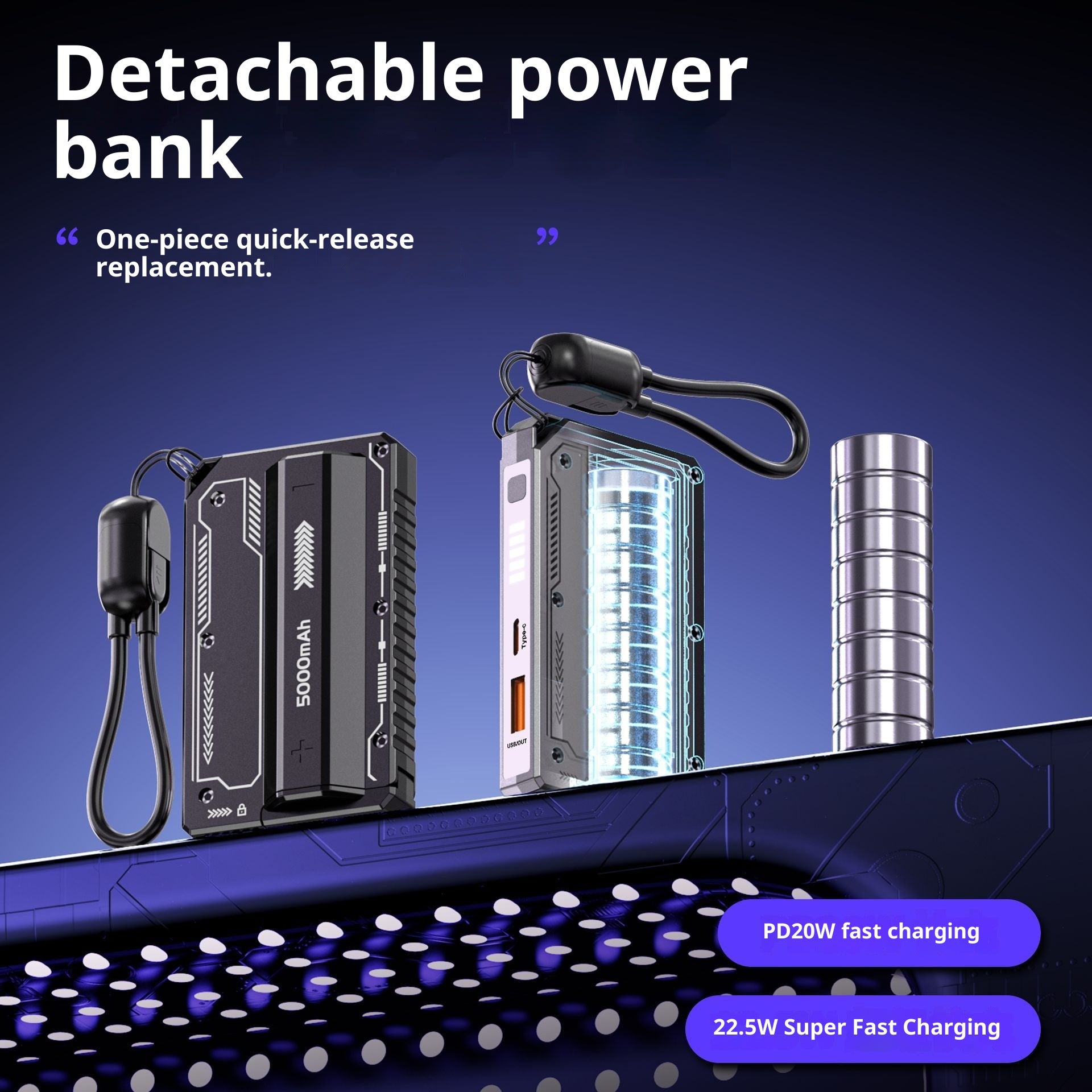 Mini Powerbank – Abnehmbare Zylinderzellen