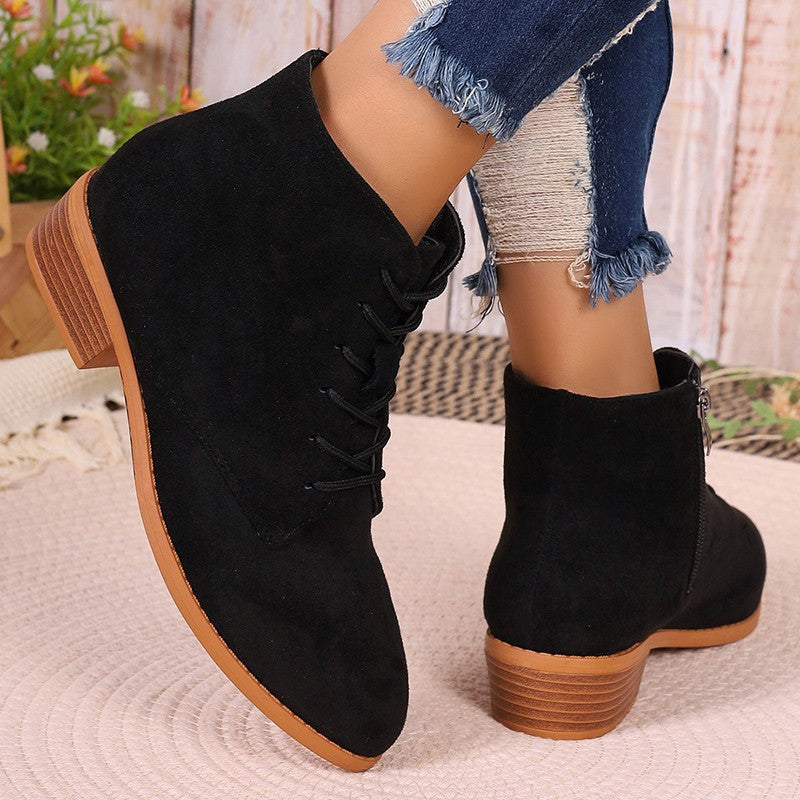 Damen Wildleder-Stiefeletten mit spitzer Kappe