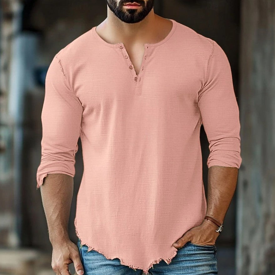 Herren Langarmshirt mit vier Knöpfen – Bild 7 | LuxeStyle