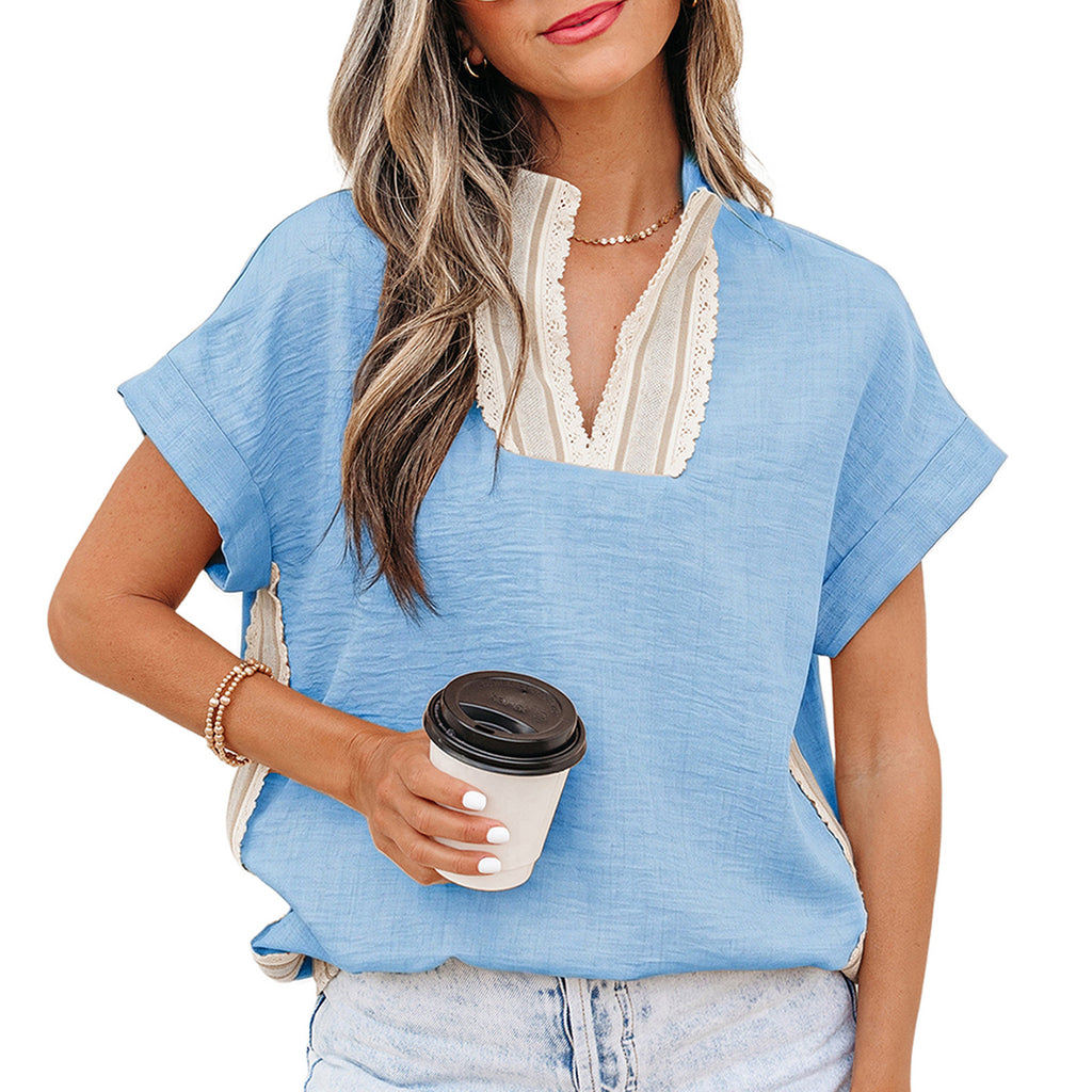 Spitzen-Bluse «Dentelle» · V-Ausschnitt, Loose-Fit
