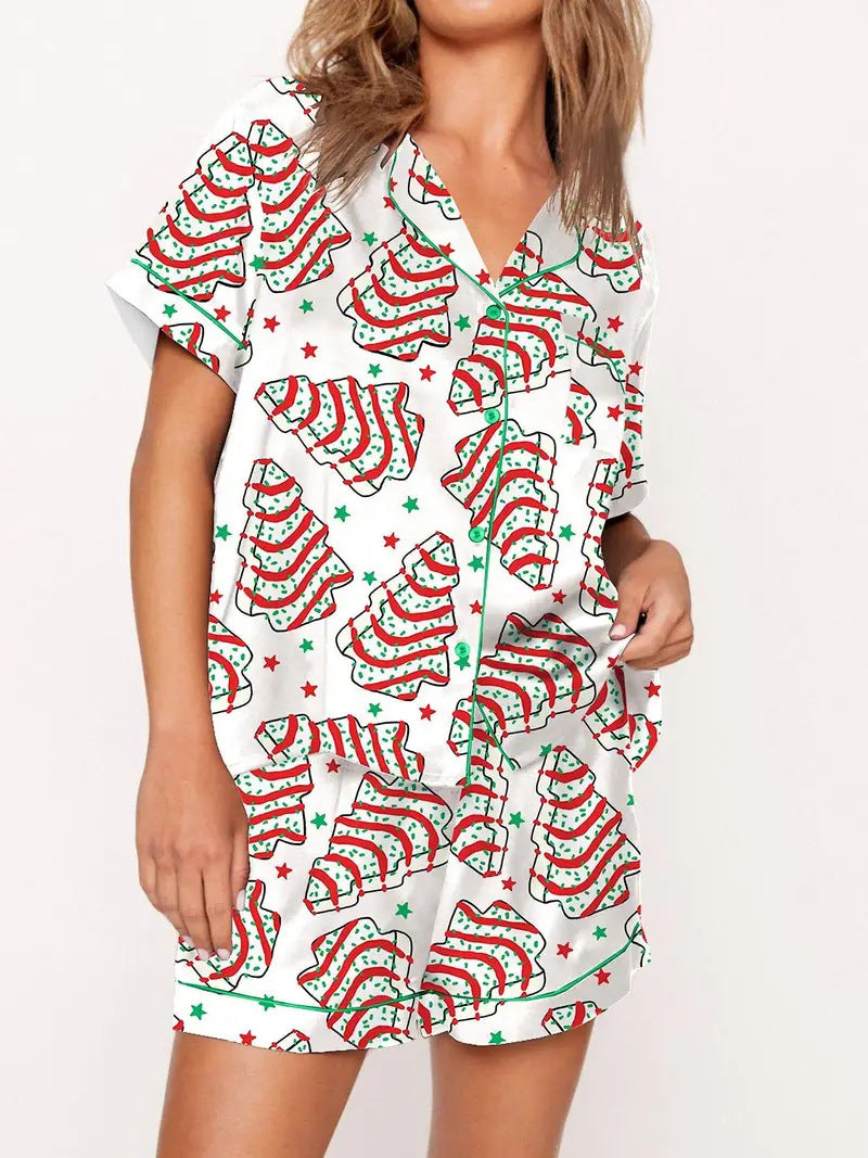 Weihnachtsbaum-Print Hausanzug