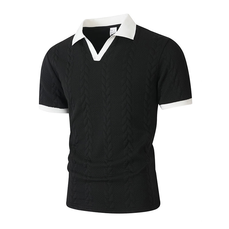 Jacquard T-Shirt Kurzarm Slim Fit