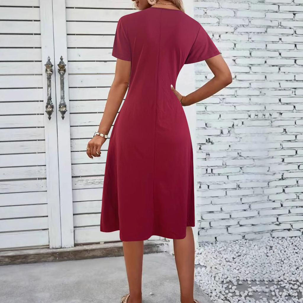 Sommerkleid mit V-Ausschnitt und Kapuze – Bild 5 | LuxeStyle