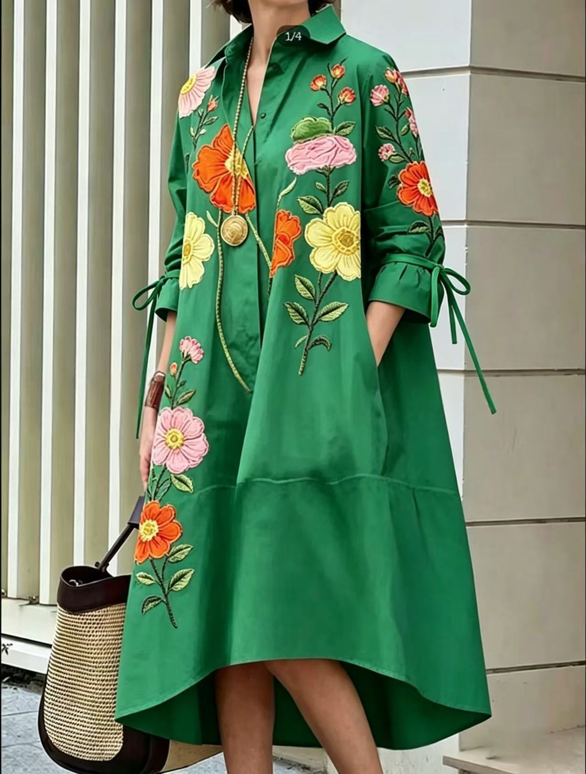 Bedrucktes Casual Hemdblusenkleid für Damen – Bild 8 | LuxeStyle