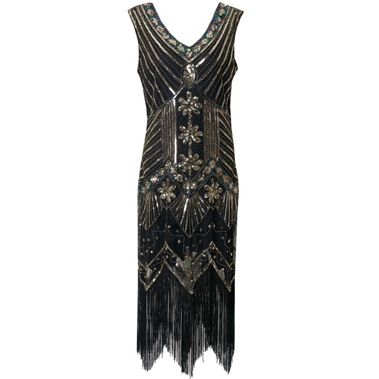 Retro Paillettenkleid mit Perlen