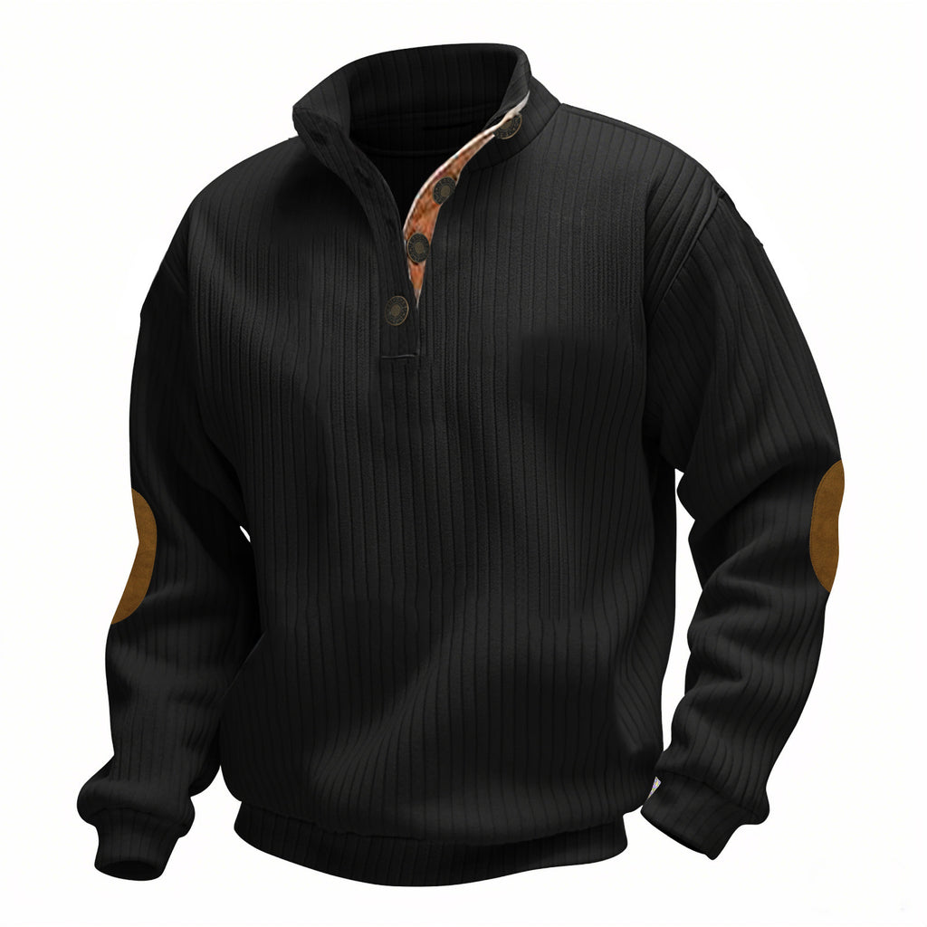 Jacquard Rippstrick Stehkragen Langarmshirt Herren | LuxeStyle