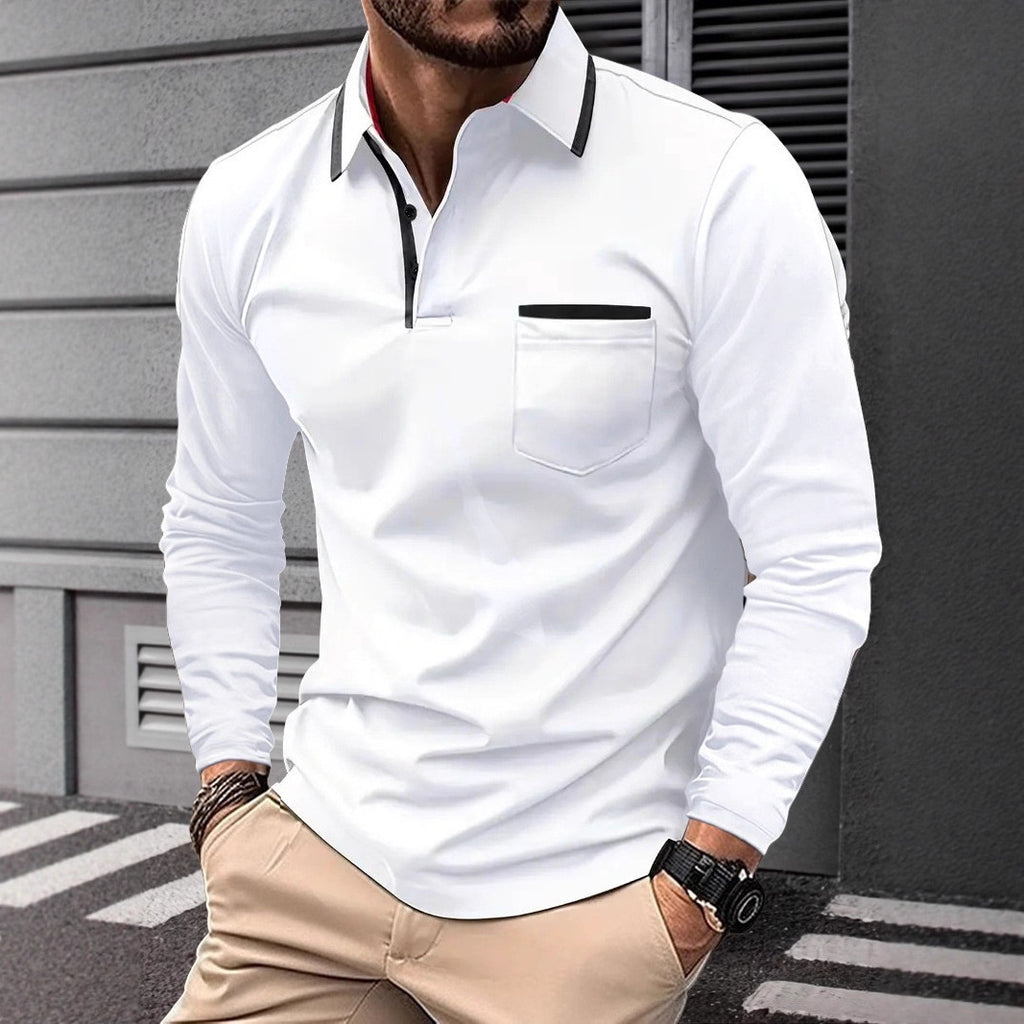Herren Langarm Polohemd Business-Casual