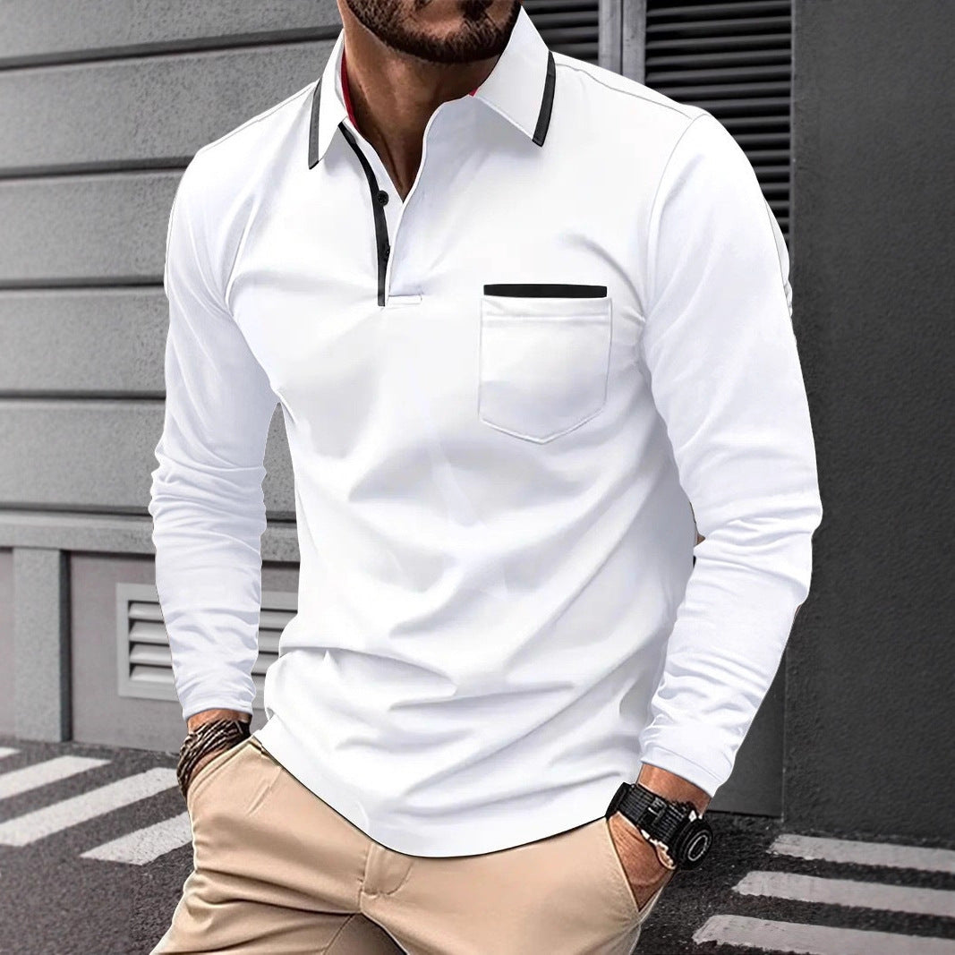 Herren Langarm Polohemd Business-Casual
