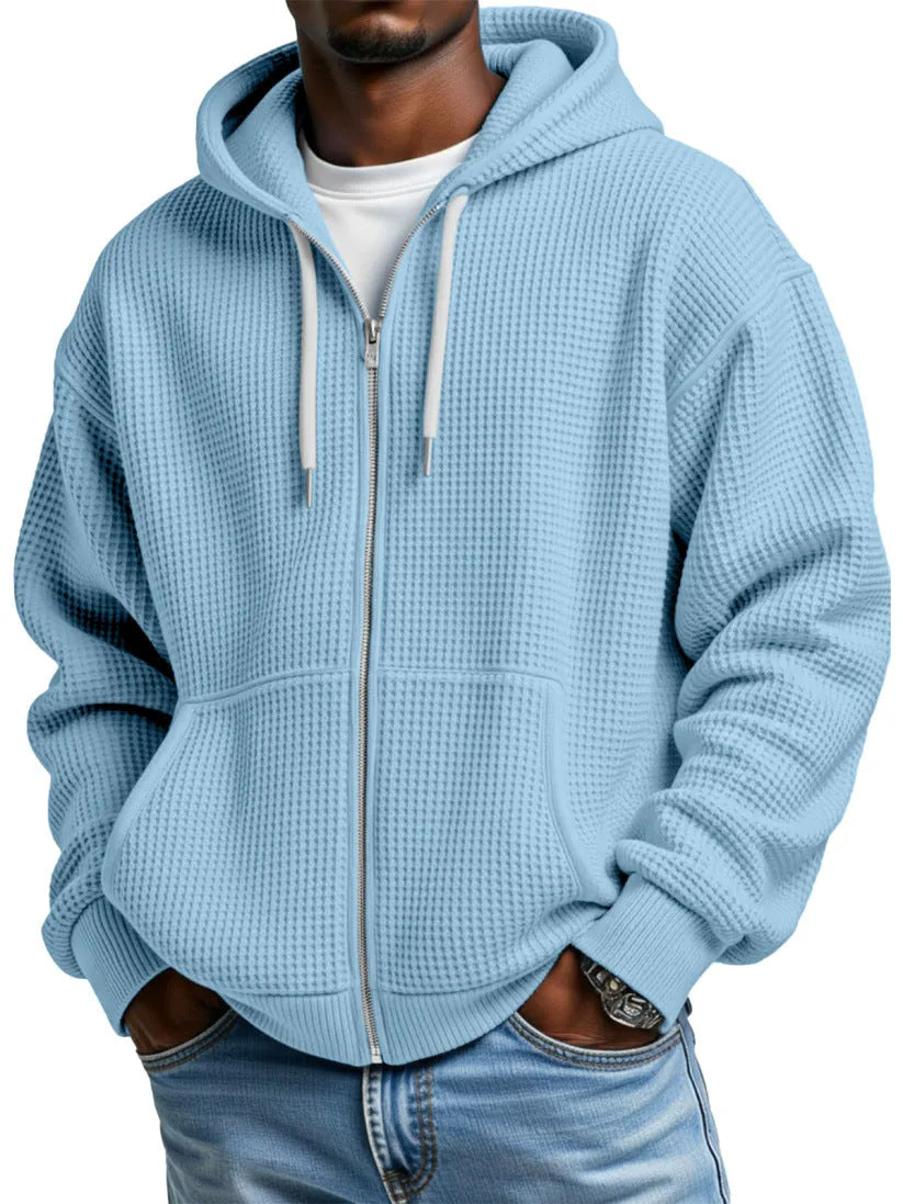 Herren Loose-Fit Kapuzenjacke Waffelpiqué – Bild 8 | LuxeStyle