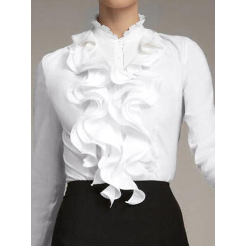 Damen Rüschen-Shirt mit Knöpfen – Bild 3 | LuxeStyle
