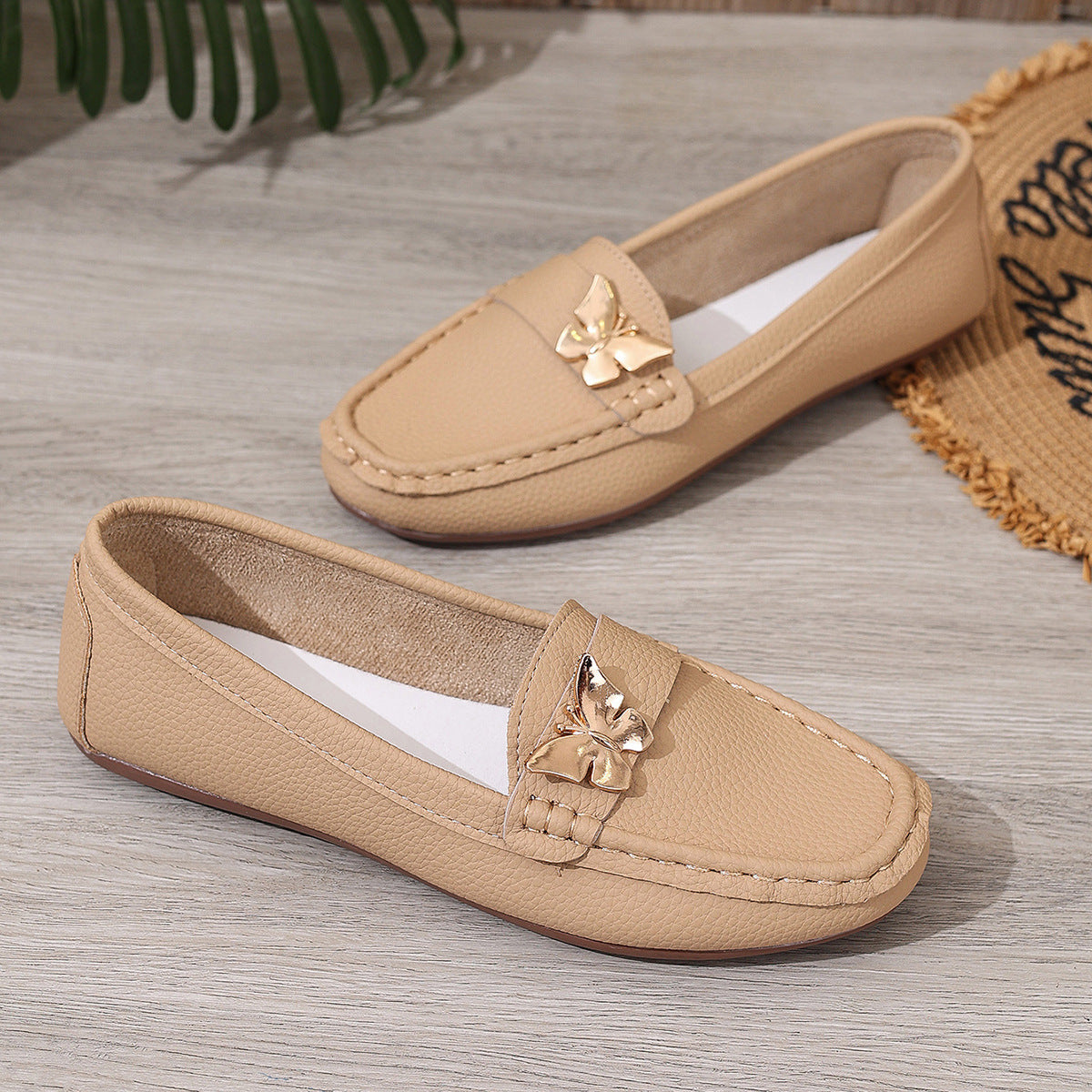 Koreanische Slip-on Loafers mit runder Zehenpartie