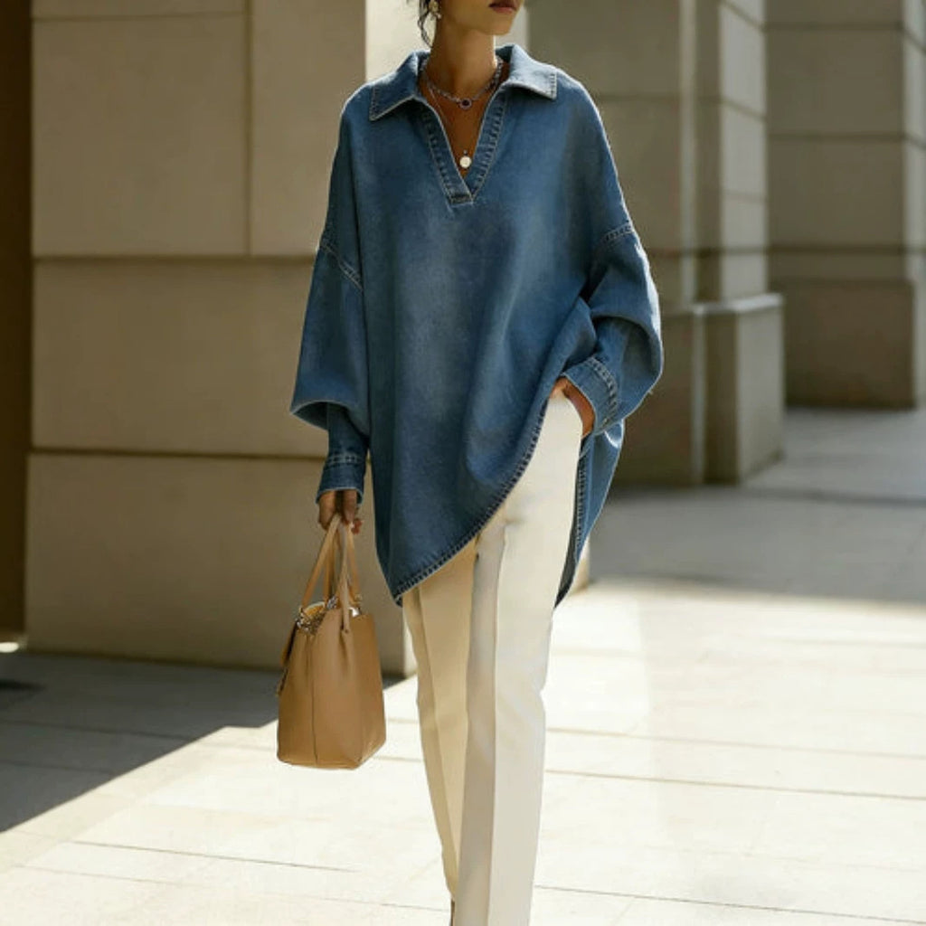 Lockere Damen-Denimbluse