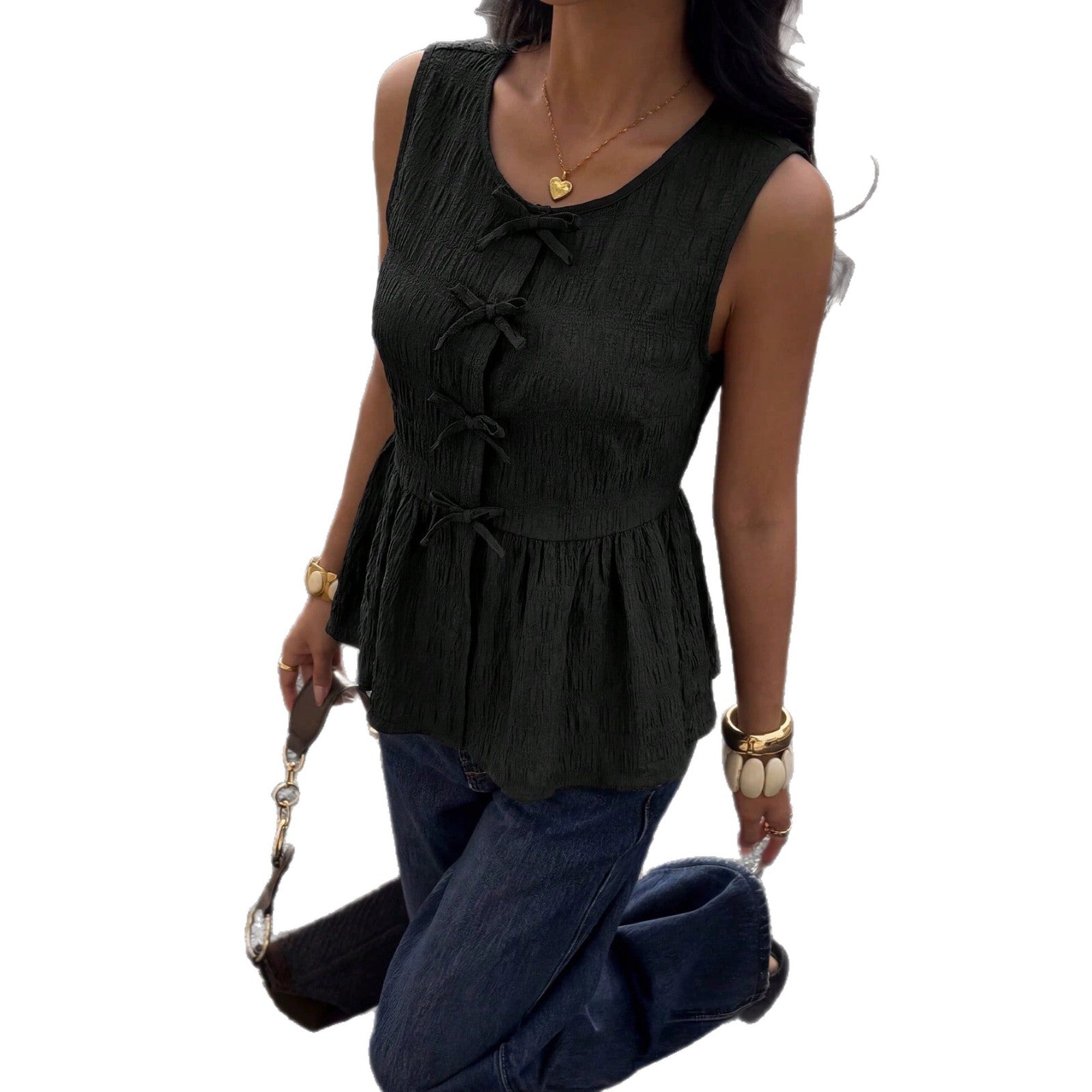 Elegantes ärmelloses Top mit Schleifendetail