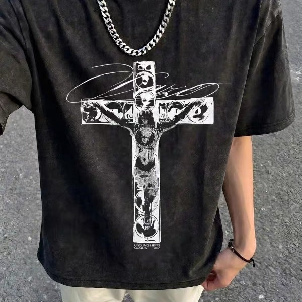 Sommer-T-Shirt Kurzarm gewaschen abgenutzt