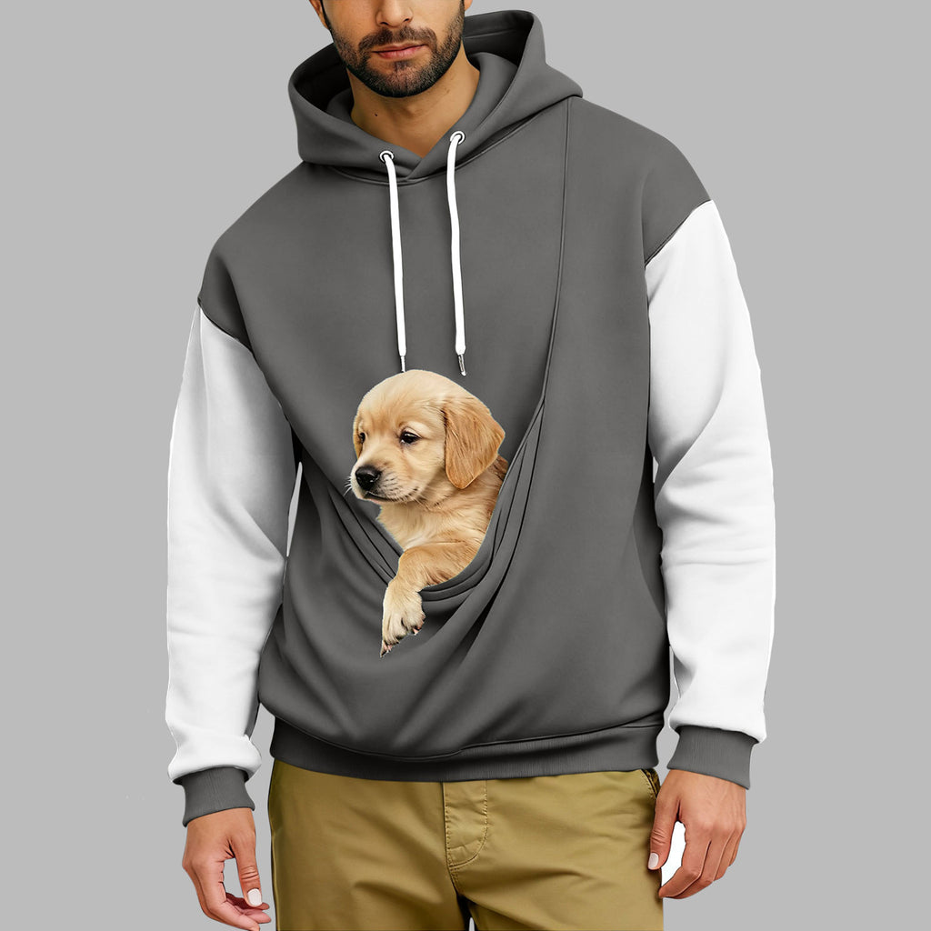 Retro-Hoodie mit Farbblock-Muster