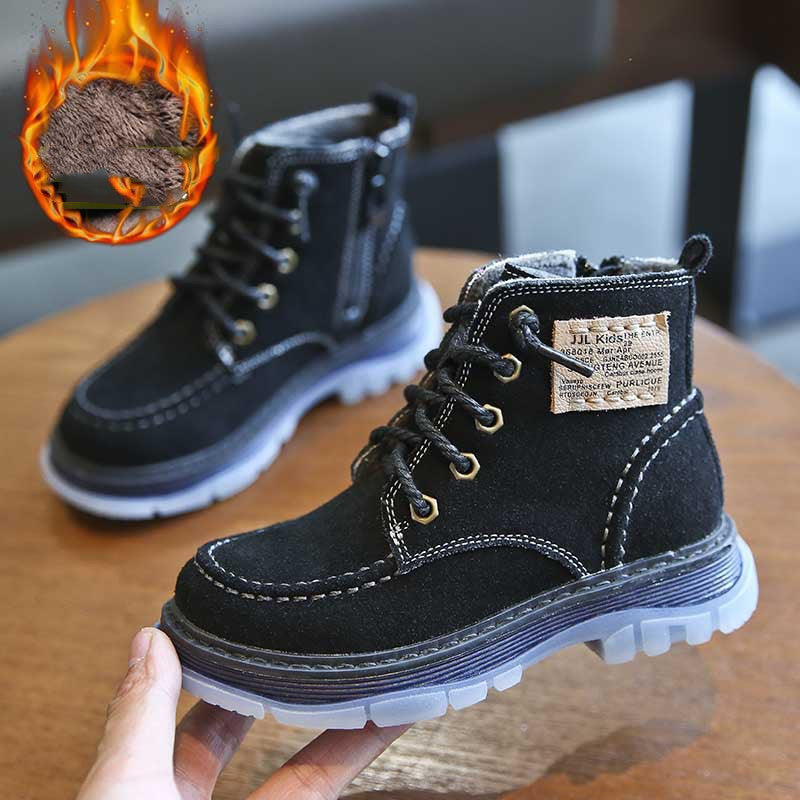 Kinder Martin Boots aus Leder und Samt