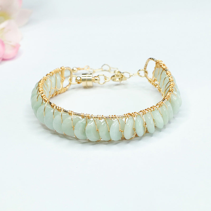 Helles Jadeit-Friedensanhänger Armband | LuxeStyle