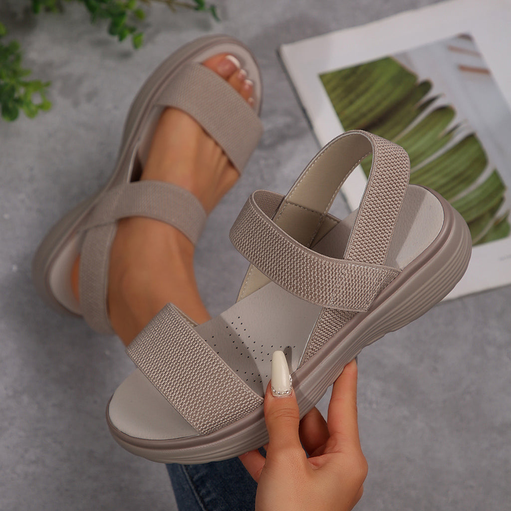 Plateau-Sandalen mit Elastikriemen