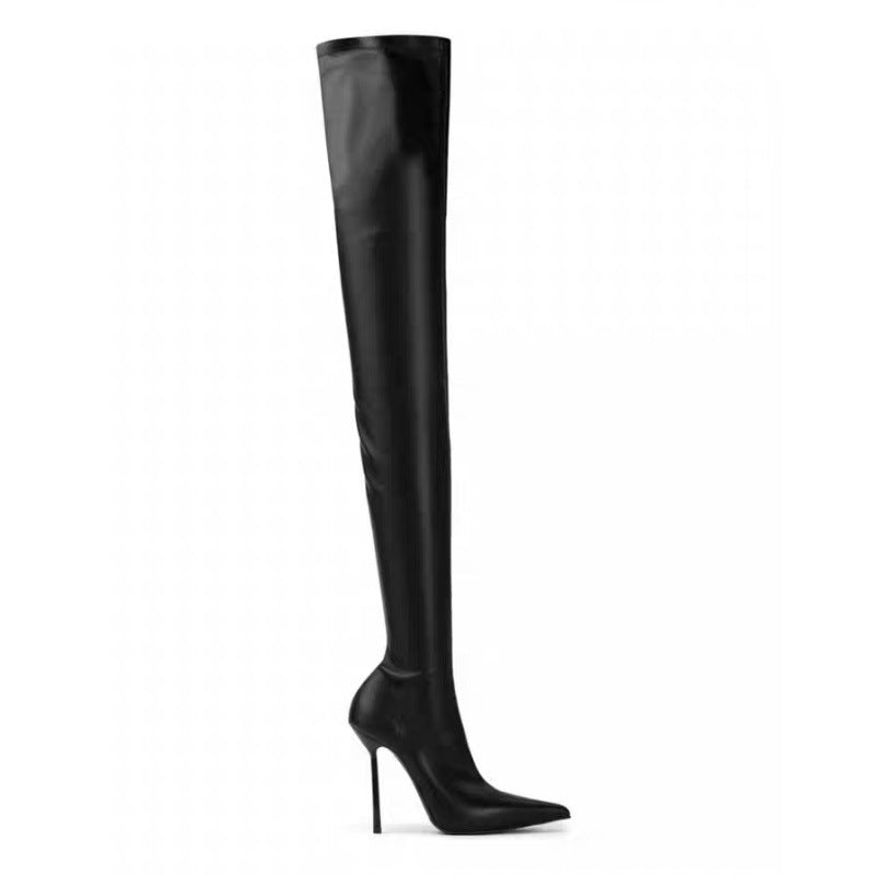Spitzschuh-Boots mit Stiletto-Absatz, überknie, Plus-Größen