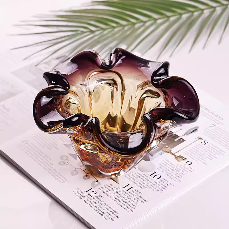 Vintage Blumen Aschenbecher Kristallglas