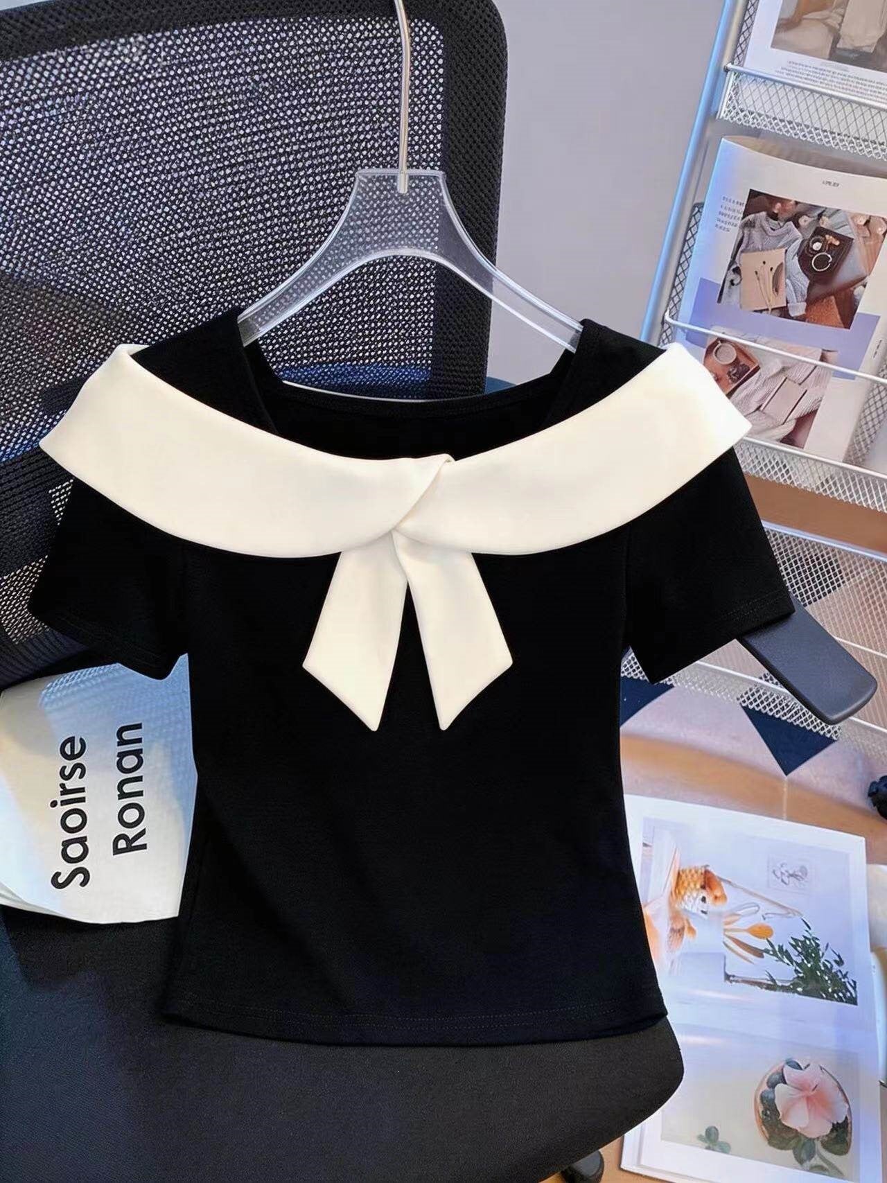 Kurzarm-T-Shirt Top mit gebürsteter Textur – Ansicht 7