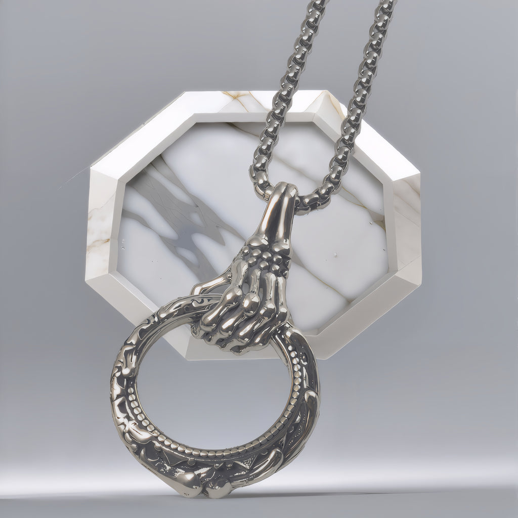Gothic Skelett Hand Anhänger Halskette