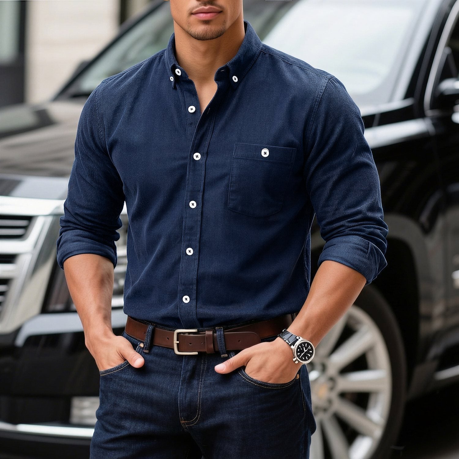 Herren Cord-Hemd Langarm – Ansicht 4