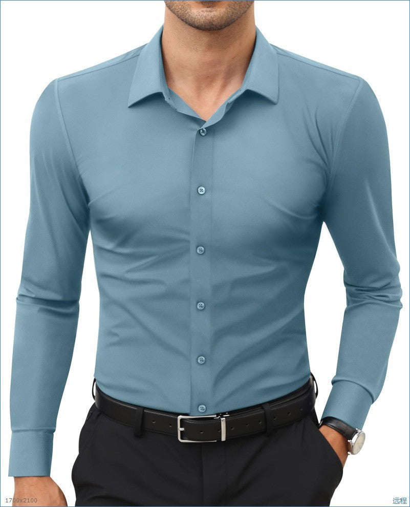 Weisser Stretch-Hemd für Herren – Bild 9 | LuxeStyle