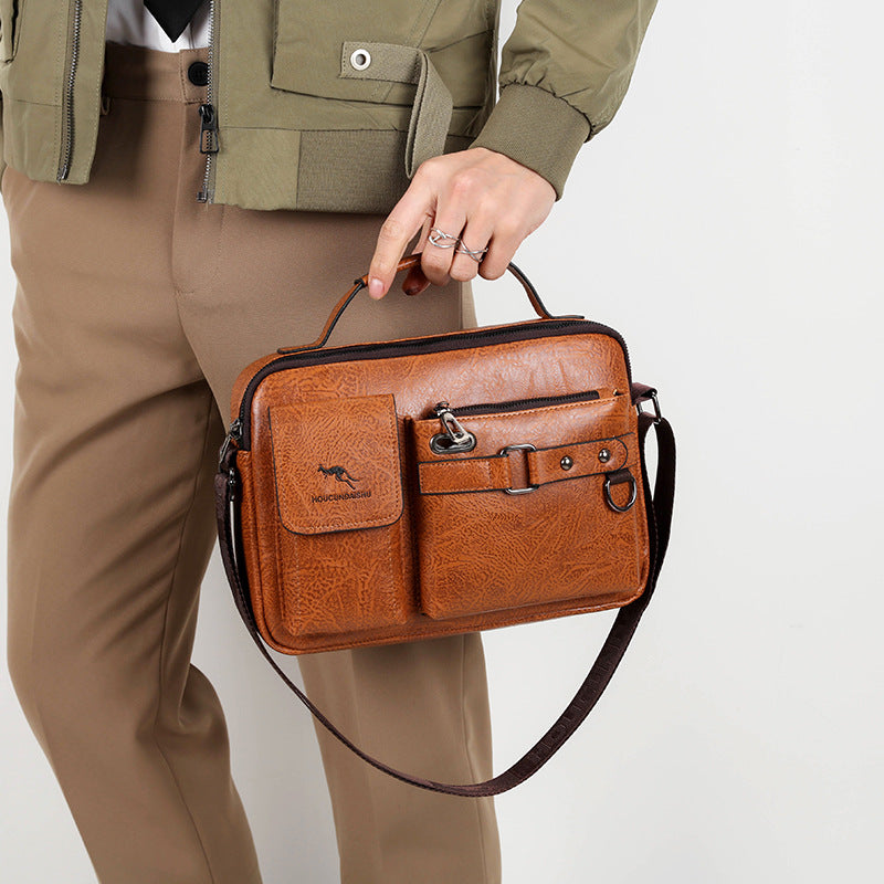 Retro PU Schultertasche Herren Großvolumen