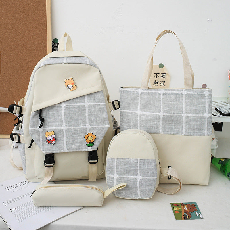 Karierter Rucksack im koreanischen Stil