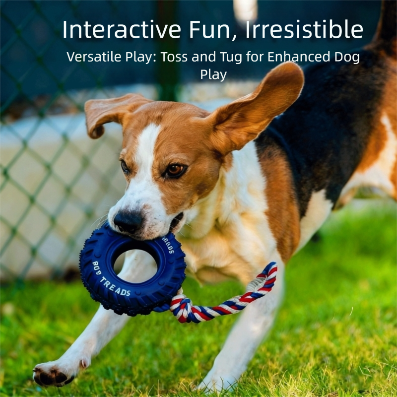 Hundespielzeug mit Gummireifen & Tau