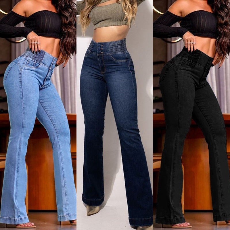 High-Waist Stretch-Jeans mit Bootcut