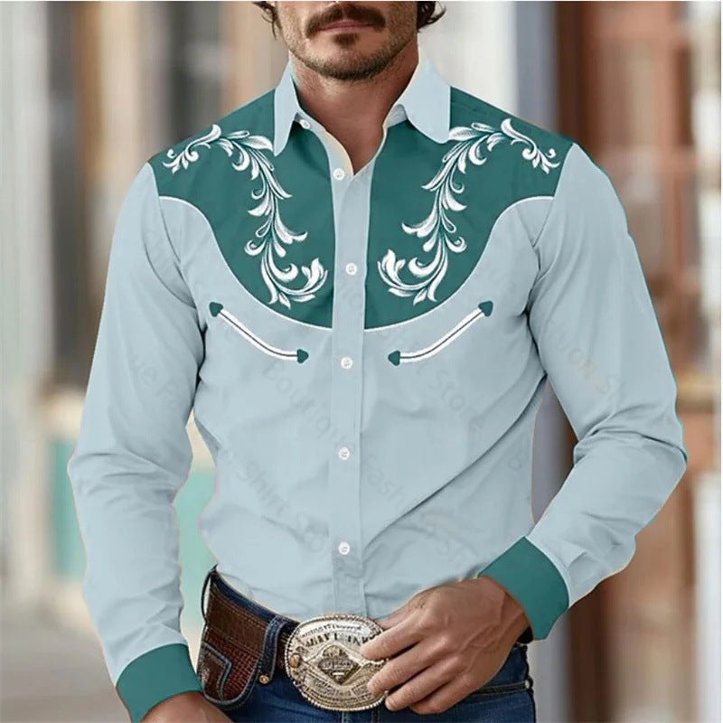 Florales Retro Western Hemd für Herren – Bild 2 | LuxeStyle