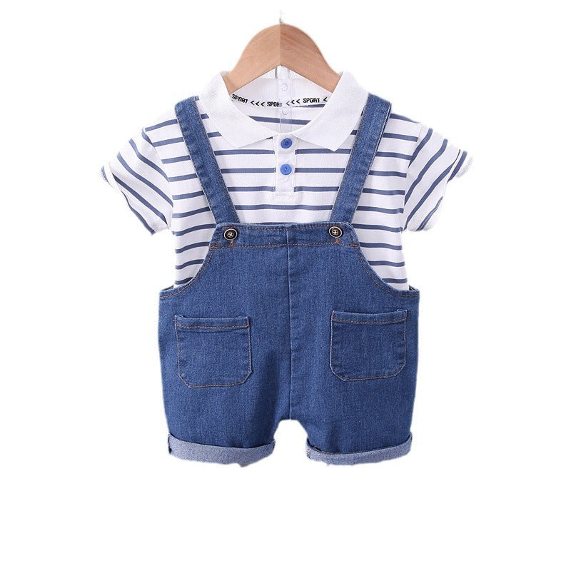 Boys Streifen-Denim Dungaree Set · 2 Stück | LuxeStyle