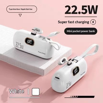 Mini Powerbank mit integriertem Kabel, 5000 mAh