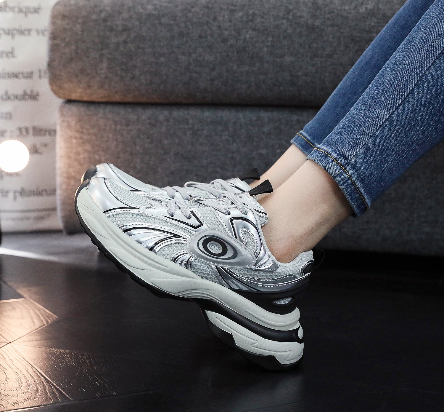Chunky Dad Sneaker mit Farbblock-Design