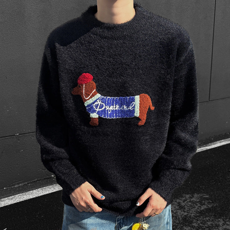 Freizeit-Pullover mit Dackel-Design