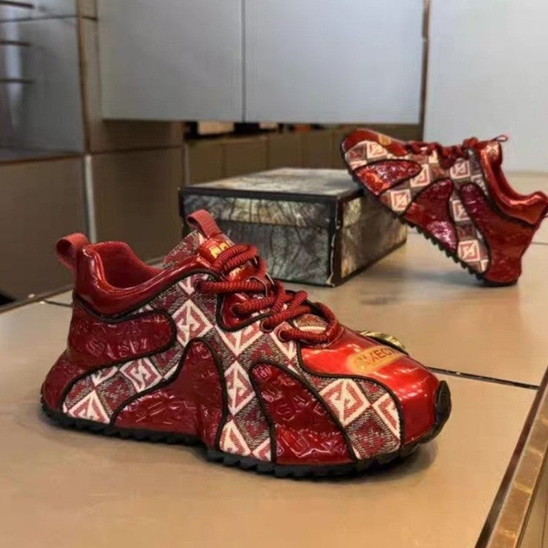 Mode-Sneaker mit Stickerei, dicksohlige Herrenschuhe