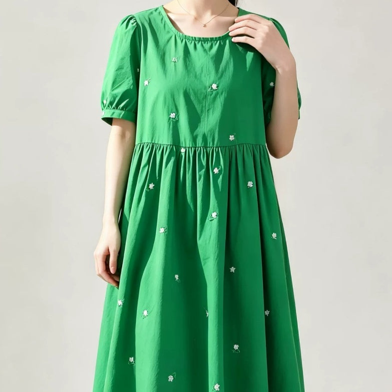 Besticktes Baumwollkleid im A-Linien-Schnitt – Bild 3 | LuxeStyle