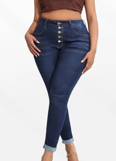 Plus-Size Cropped Jeans mit Ripped Holes – Ansicht 5
