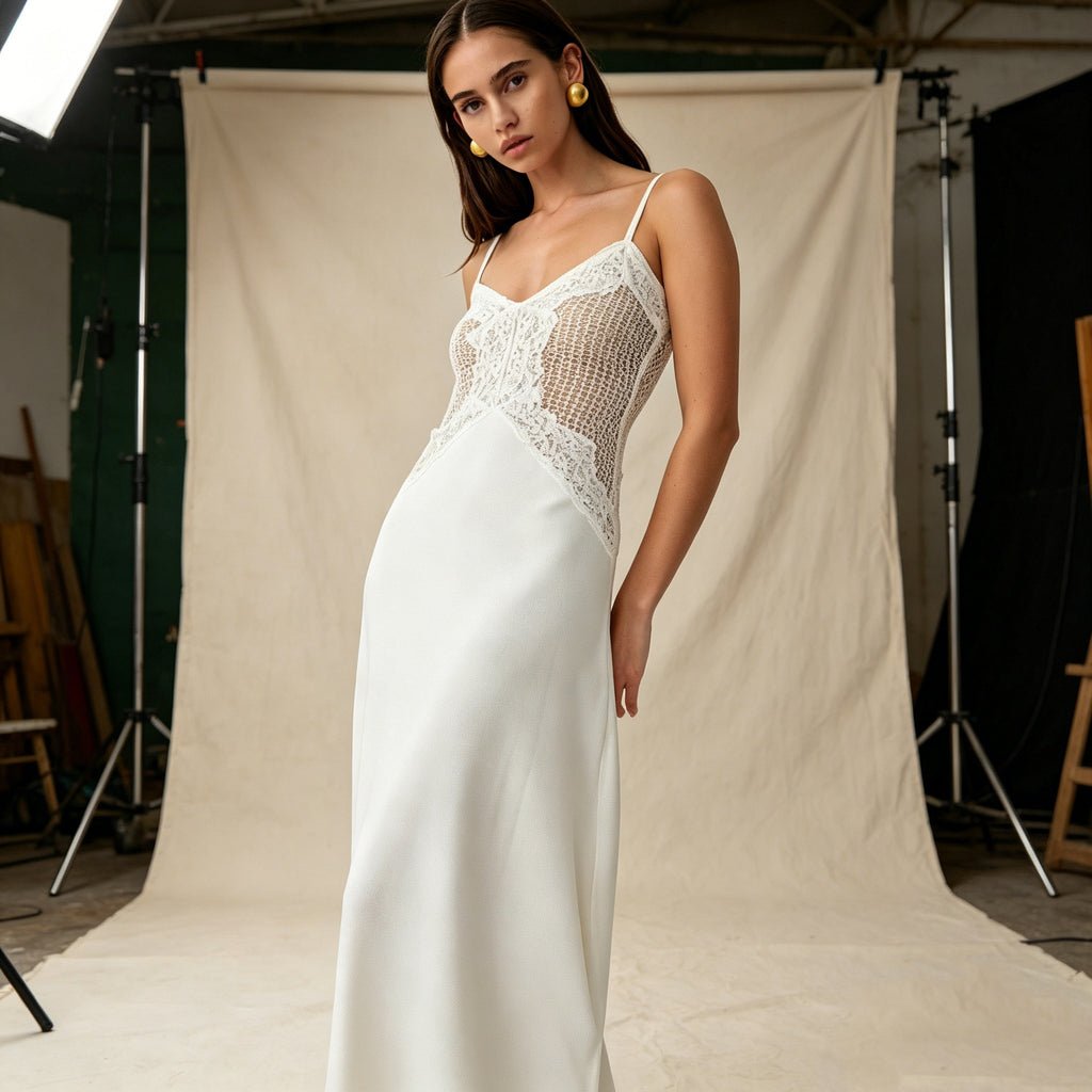 Elegantes Spitzenkleid mit Spaghettiträgern